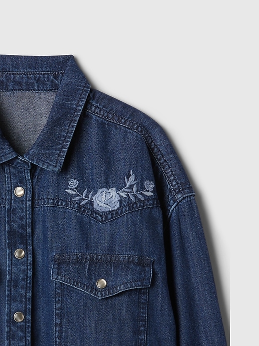 Image number 4 showing, Kids Oversized Denim Western Shirt