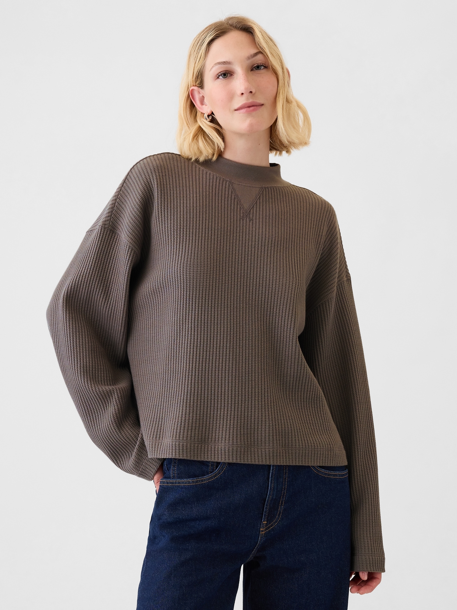 Oversized Mockneck Waffle T-Shirt