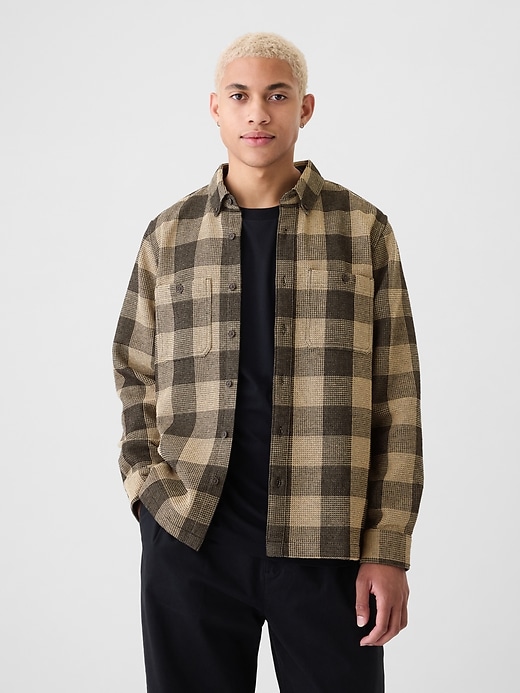 Image number 1 showing, Waffle-Knit Flannel Shirt