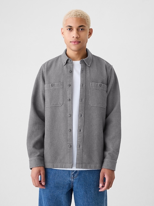 Image number 1 showing, Waffle-Knit Flannel Shirt