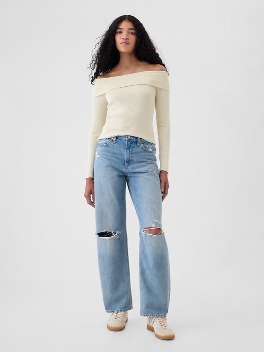 Image number 3 showing, Modern Rib Off-Shoulder Cropped Top