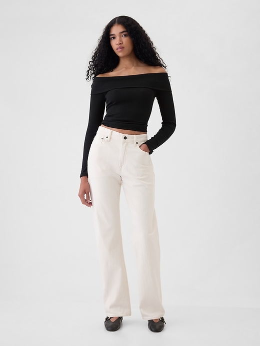 Image number 3 showing, Modern Rib Off-Shoulder Cropped Top