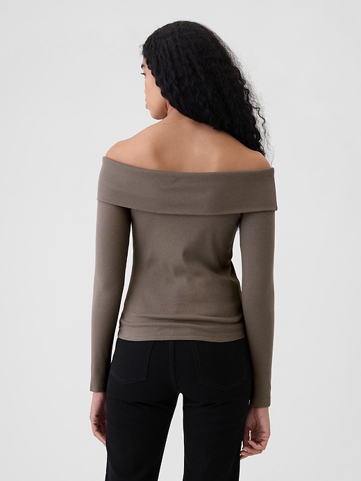 Image number 2 showing, Modern Rib Off-Shoulder Cropped Top