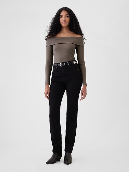 Image number 3 showing, Modern Rib Off-Shoulder Cropped Top