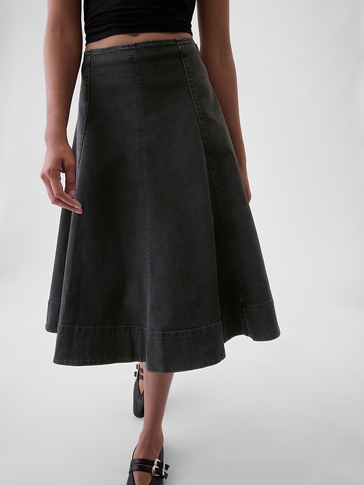 Image number 4 showing, Paneled Denim Midi Skirt