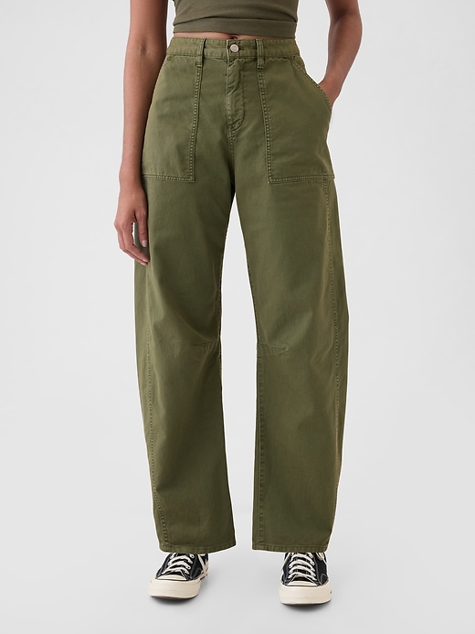 Image number 2 showing, Mid Rise Twill Barrel Pants