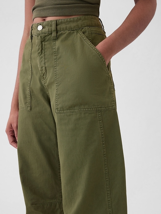 Mid Rise Twill Barrel Pants | Gap