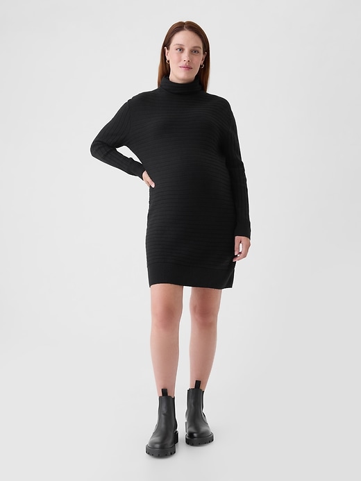 Image number 2 showing, Maternity CashSoft Rib Turtleneck Mini Sweater Dress