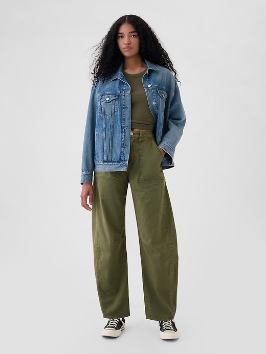 Image number 1 showing, Mid Rise Twill Barrel Pants