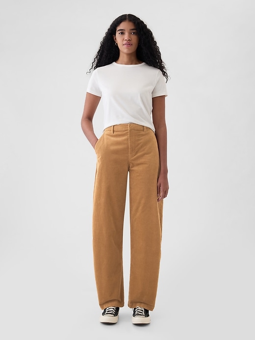 Image number 1 showing, High Rise Corduroy Tapered Ankle Trousers