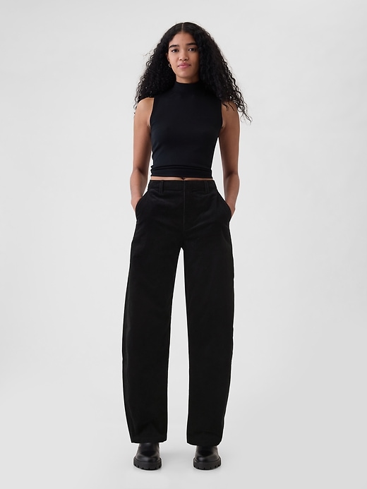 Image number 1 showing, High Rise Corduroy Tapered Ankle Trousers