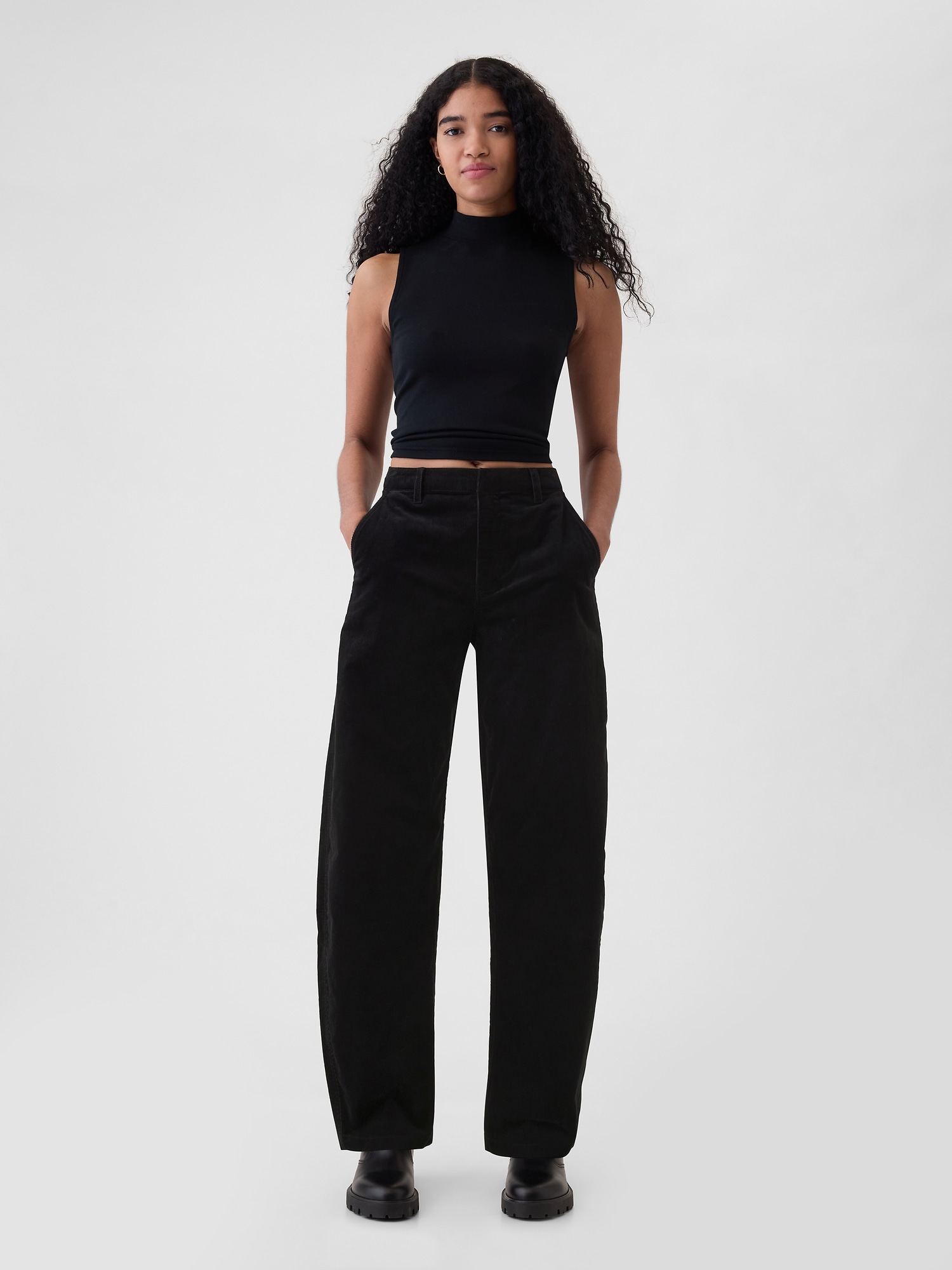 365 High Rise Corduroy Tapered Ankle Trousers