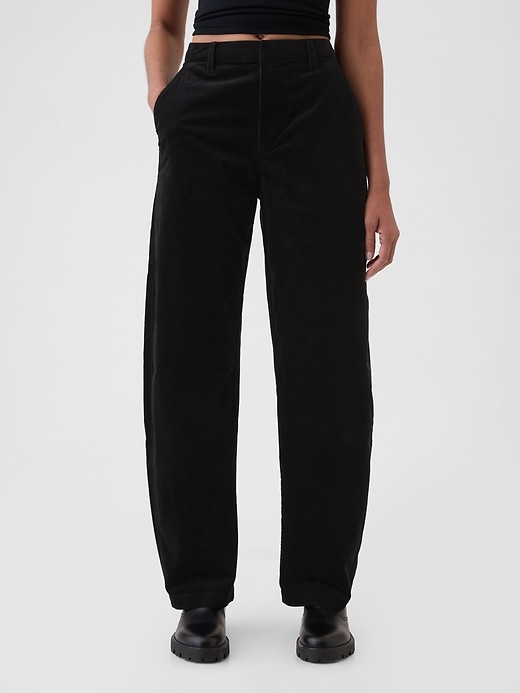 Image number 2 showing, High Rise Corduroy Tapered Ankle Trousers