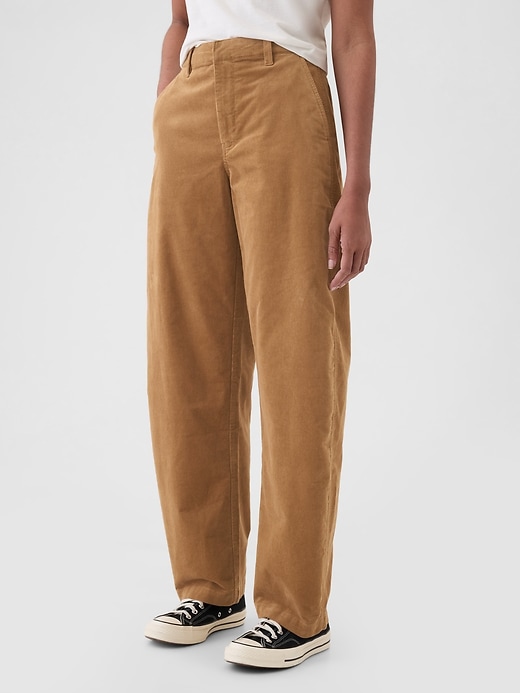 Image number 2 showing, High Rise Corduroy Tapered Ankle Trousers