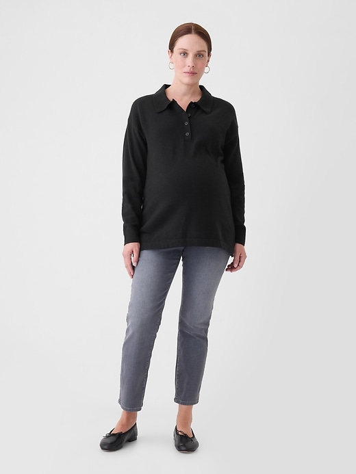 Image number 2 showing, Maternity CashSoft Henley Sweater Polo