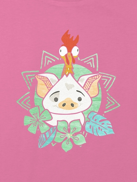 Image number 2 showing, Kids Moana Pua and Hei Hei Graphic Boxy Crop Tee