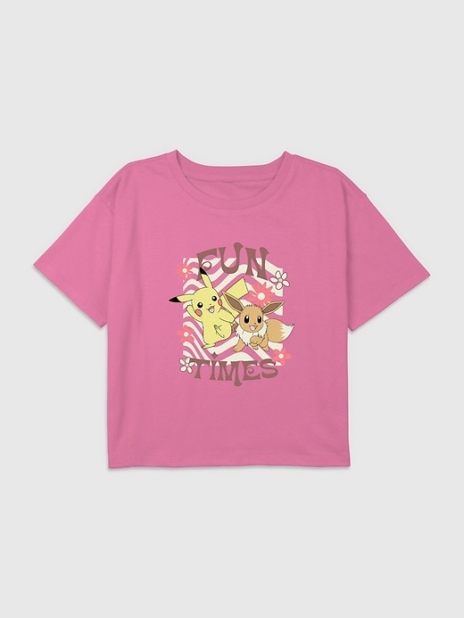 Image number 1 showing, Kids Pokemon Pikachu and Eevee Graphic Boxy Crop Tee