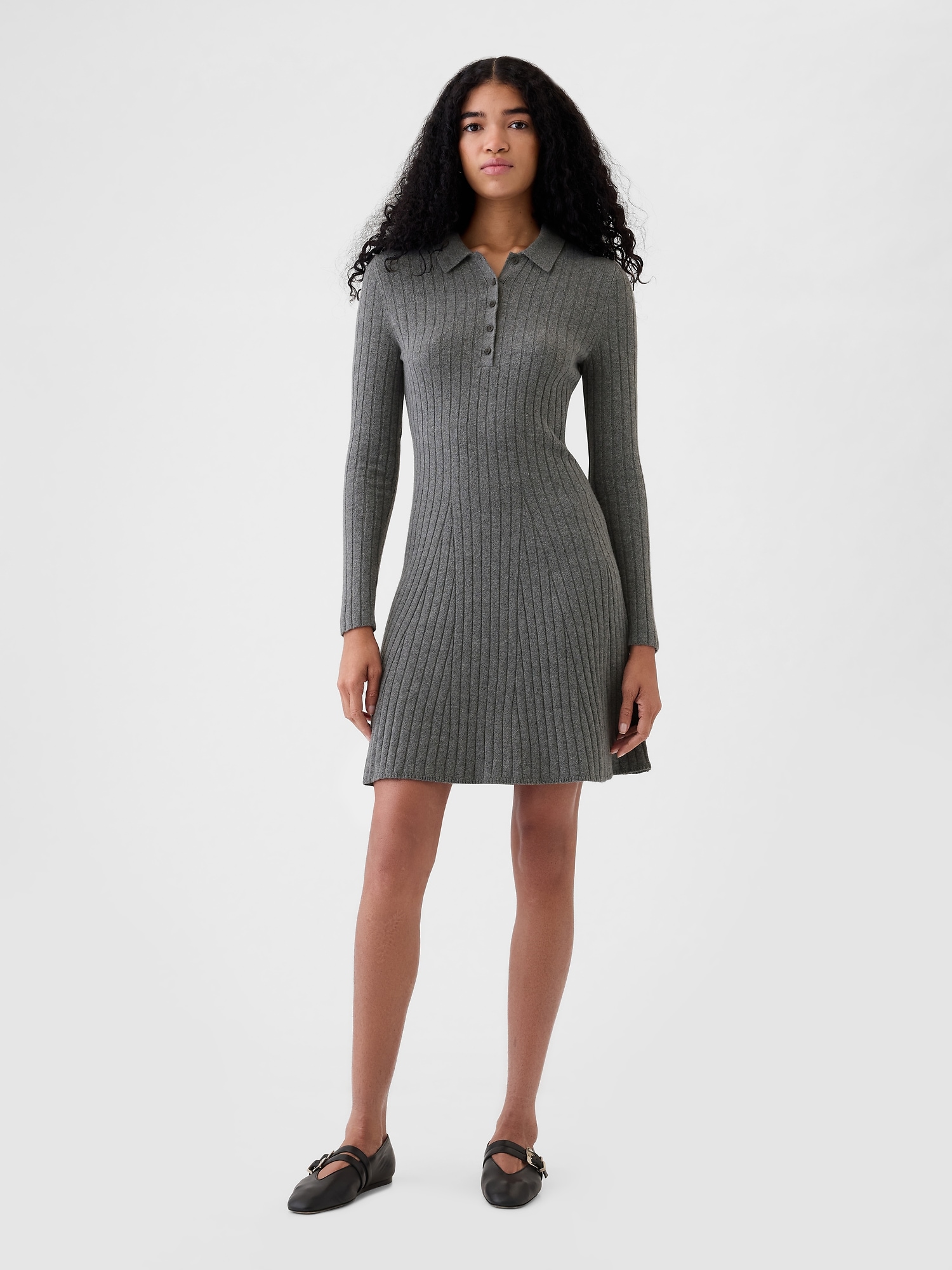 CashSoft Polo Shirt Mini Sweater Dress