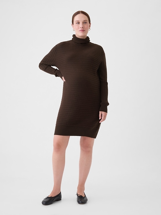 Image number 5 showing, Maternity CashSoft Rib Turtleneck Mini Sweater Dress