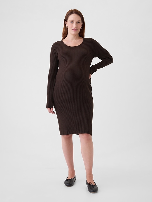 Image number 3 showing, Maternity CashSoft Rib Midi Sweater Dress