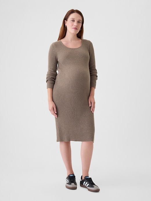 Image number 4 showing, Maternity CashSoft Rib Midi Sweater Dress