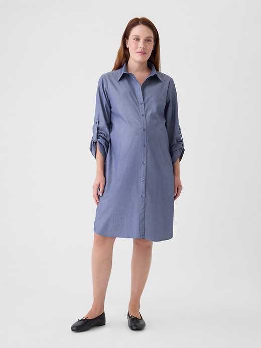 Image number 1 showing, Maternity Chambray Shirtdress