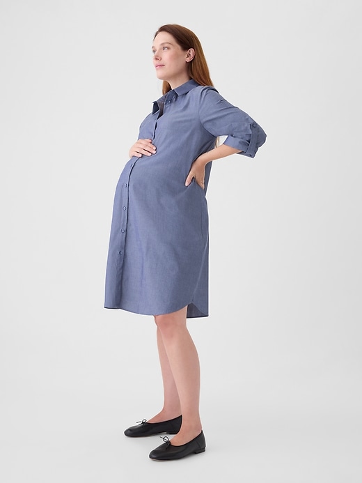 Image number 3 showing, Maternity Chambray Shirtdress