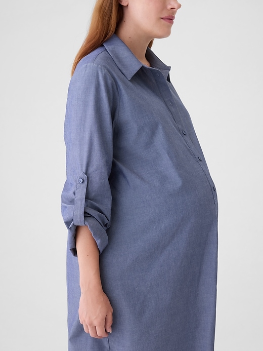 Image number 4 showing, Maternity Chambray Shirtdress