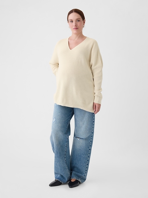 Image number 1 showing, Maternity V-Neck Sweater