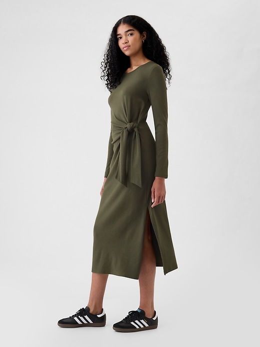 Image number 3 showing, Modern Rib Tie-Knot Midi Dress