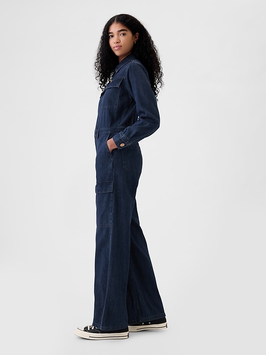 Image number 3 showing, Denim Cargo Jumpsuit