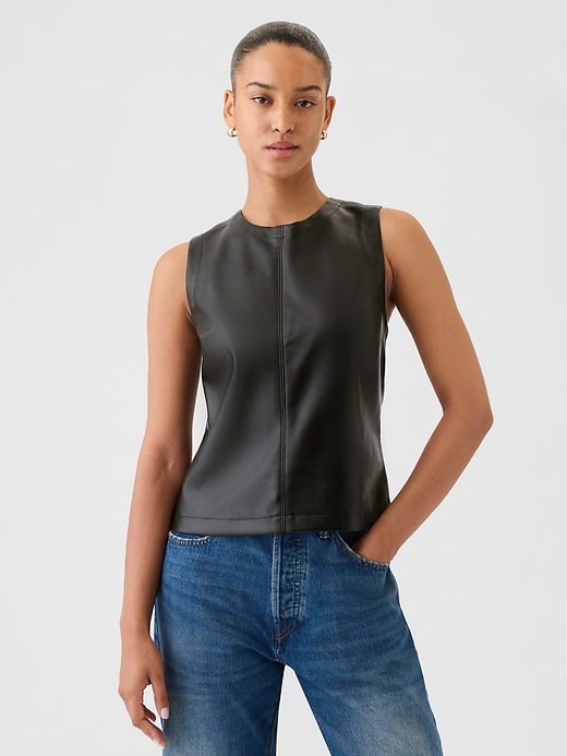 Image number 1 showing, Vegan Leather Shell Tank