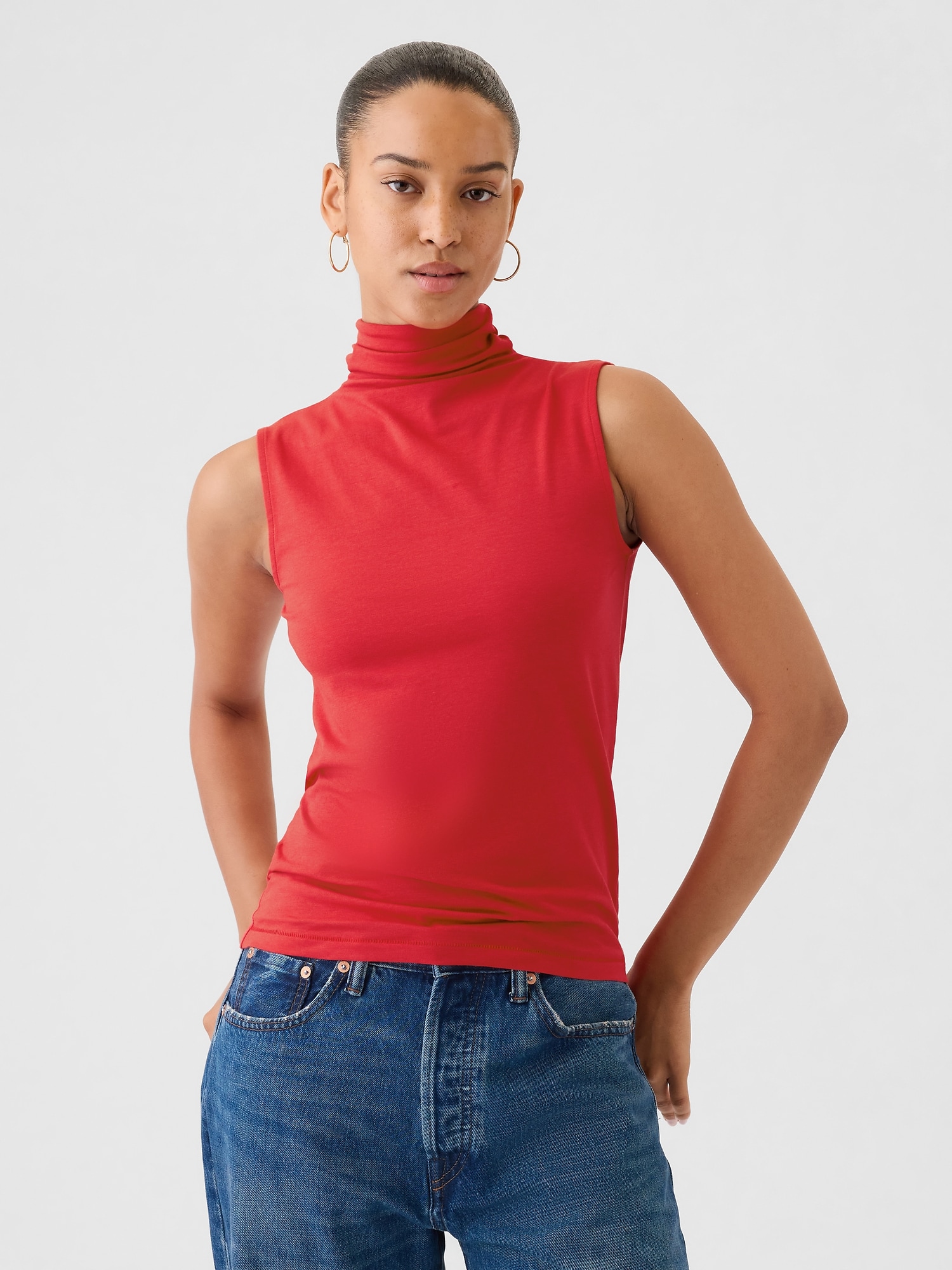 Featherweight Turtleneck Tank Top | Gap