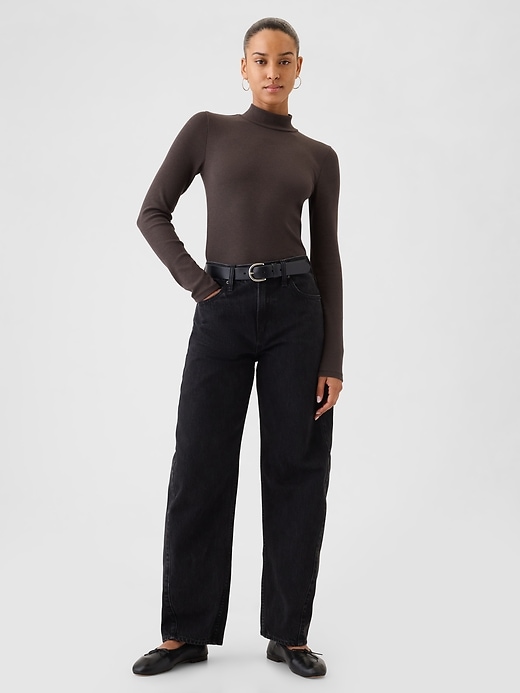 Image number 3 showing, Modern Rib Cropped Mockneck Shirt