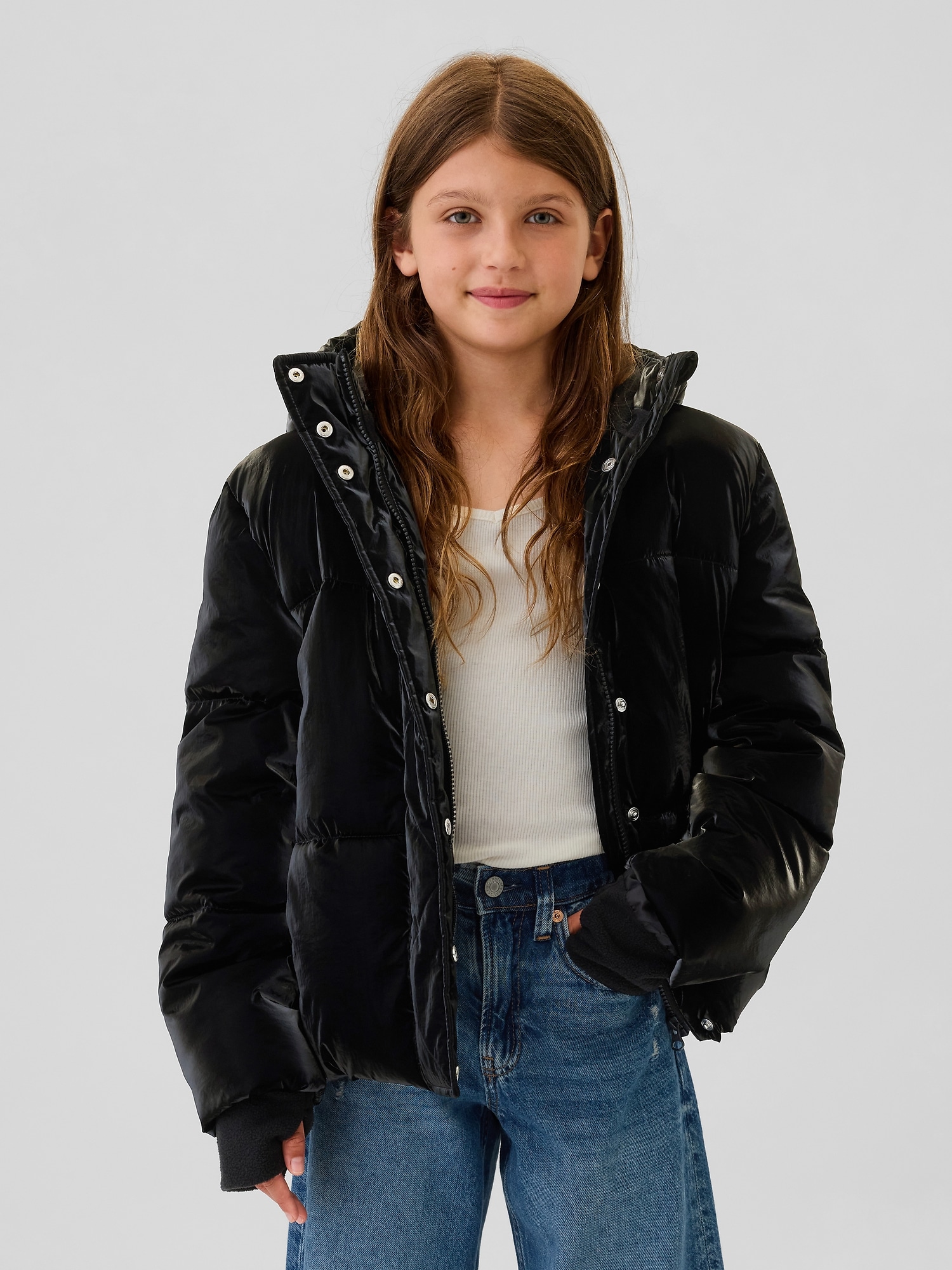 Kids Recycled Metallic Puffer Jacket