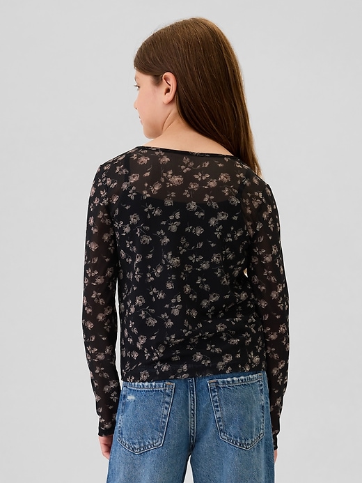 Image number 2 showing, Kids Floral Mesh Top