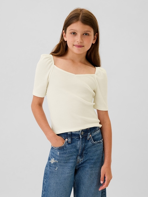 Image number 1 showing, Kids Sweetheart Puff Sleeve Top