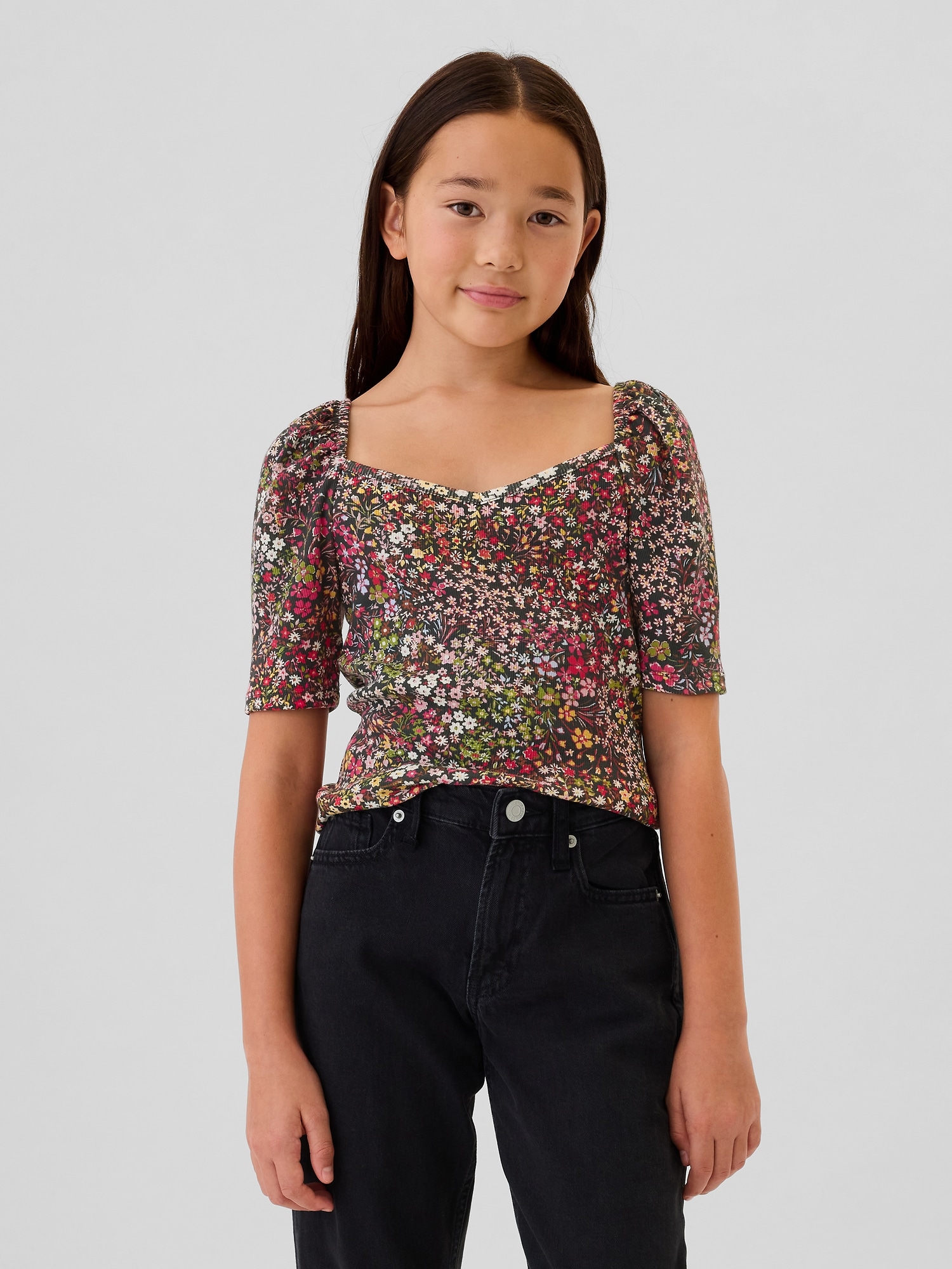 Kids Sweetheart Puff Sleeve Top