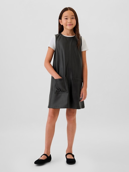 Image number 1 showing, Kids Vegan Leather Shift Dress