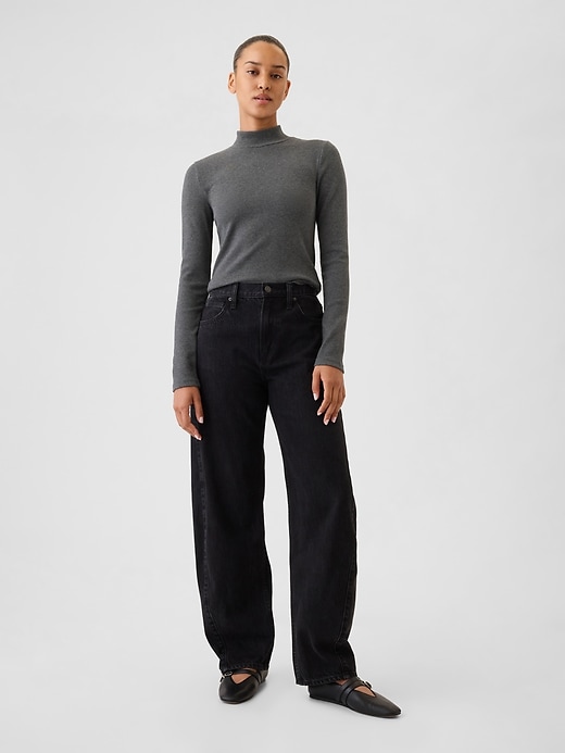 Image number 3 showing, Modern Rib Cropped Mockneck Shirt