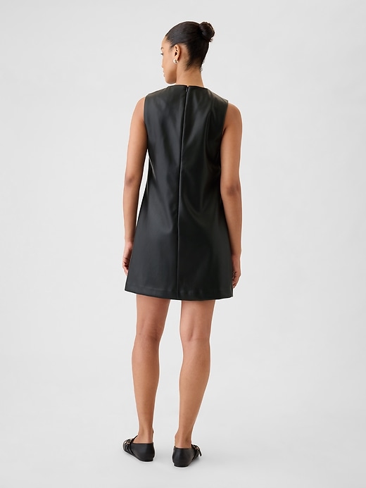 Image number 2 showing, Vegan Leather Shift Mini Dress