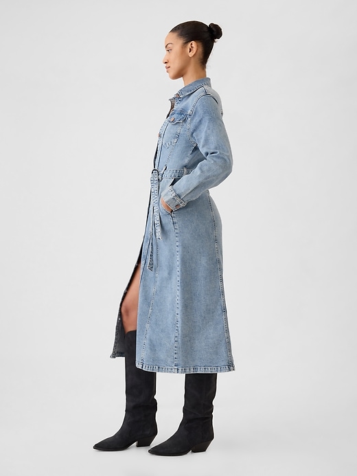 Image number 3 showing, Belted Denim Midi Dress