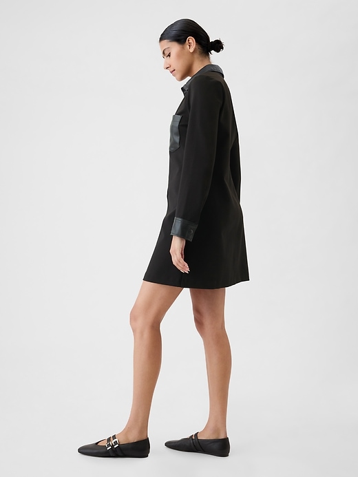 Image number 3 showing, Vegan Leather Shift Mini Dress