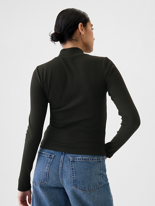 Image number 2 showing, Modern Rib Cropped Mockneck Shirt