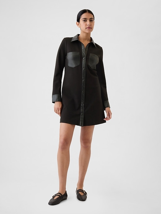 Image number 1 showing, Vegan Leather Shift Mini Dress