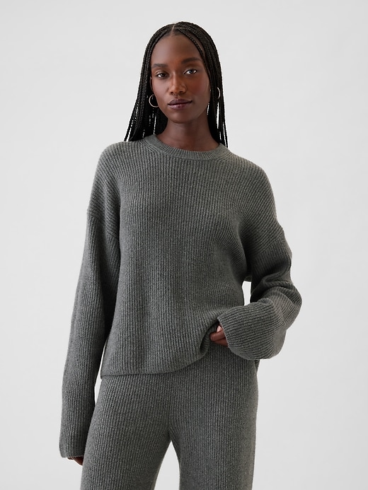 Image number 1 showing, CashSoft Shaker-Stitch Crewneck Sweater