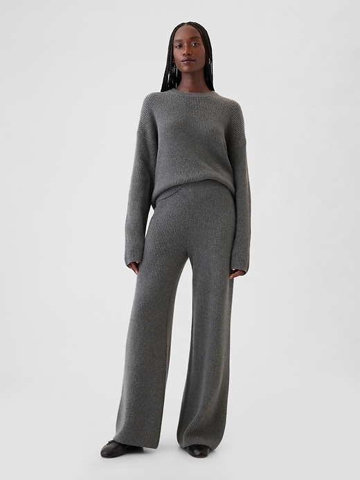 Image number 1 showing, CashSoft Shaker-Stitch Sweater Pants