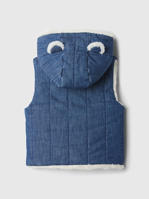 Image number 2 showing, Baby Cozy Quilted Denim Bear Vest