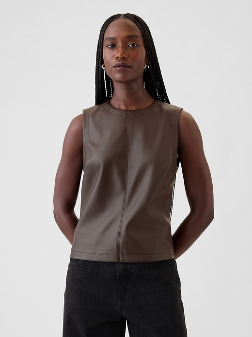 Image number 1 showing, Vegan Leather Shell Tank