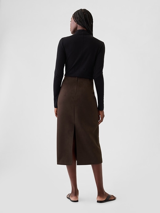 Image number 2 showing, Vegan Suede Midi Skirt